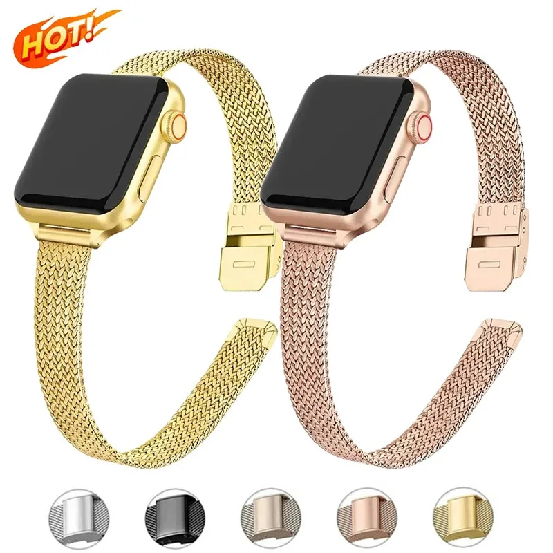 Neues Armband-Metallarmband für Apple Watch11 10 9 8 7 6 SE 5 4 44 45 49 mm Ultra-Edelstahl-Milanese-Armband für iwatch 42 mm 46 mm