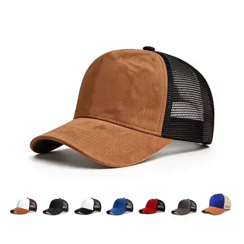 Novo Boné de Beisebol de Verão em Malha para Mulheres e Homens, Boné de Camurça Sólido com Patch, Chapéu Snapback Casual Respirável Unissex, Bonés Trucker de Rua Hip Hop