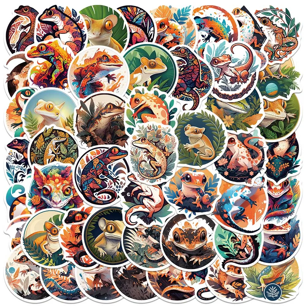 

50pcs Cute Cartoon Reptile Lizard Graffiti Stickers For Laptop Water Bottle Luggage Notebook Phone Waterproof Vinyl Decals