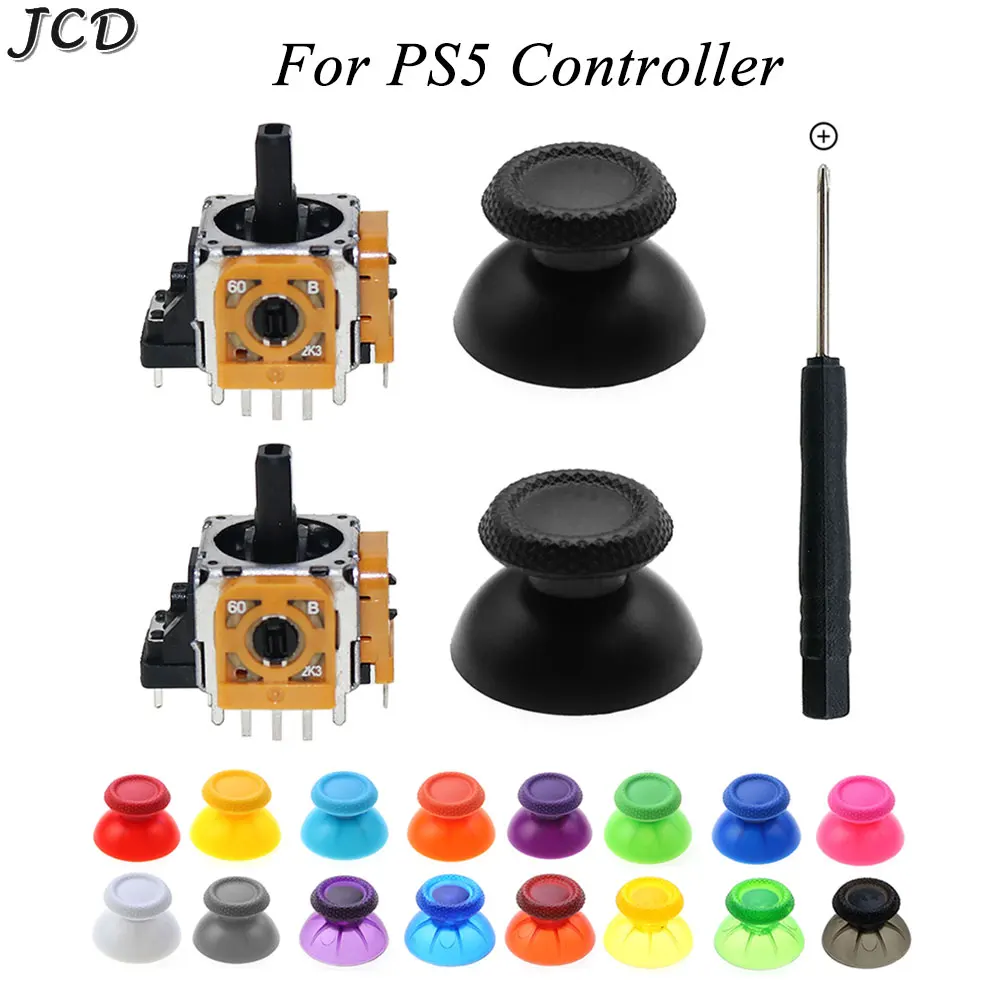 

JCD For PS5 Controller Gamepad Original 3D Analog Stick Sensor Module Potentiometer with ThumbSticks Joystick Stick Caps W/Tools