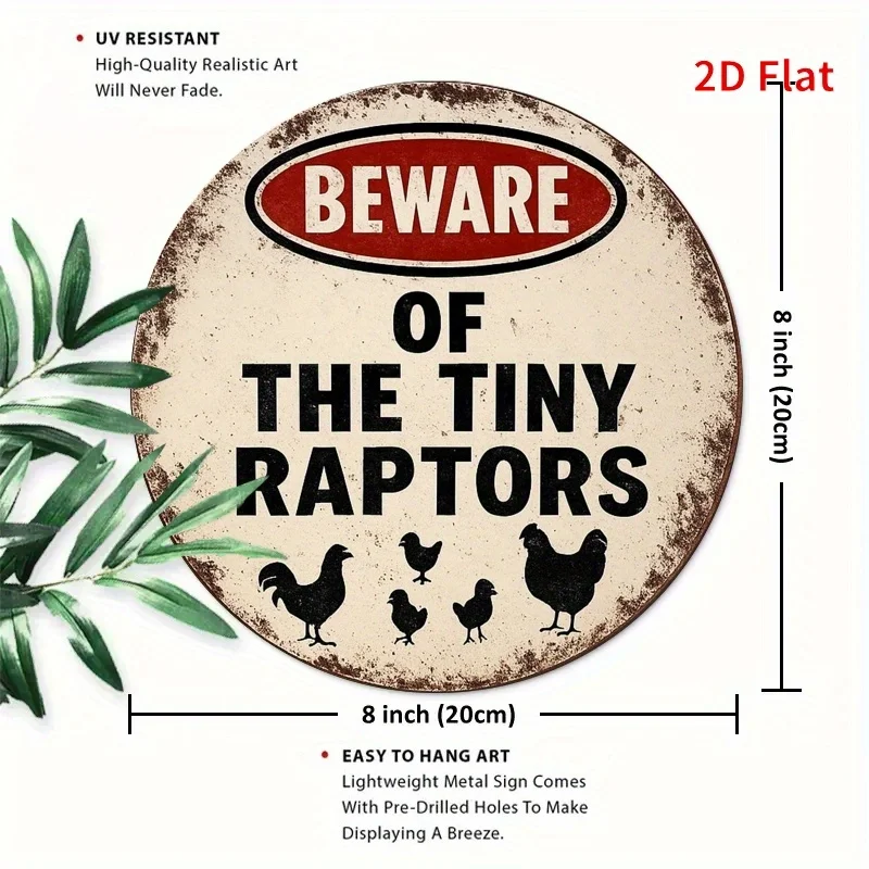 2D Flat Print, 1pc, Small Raptor Warning, Front Door Porch, Living Room, Bedroom Home Decor, Rustic Wall Art Decoration