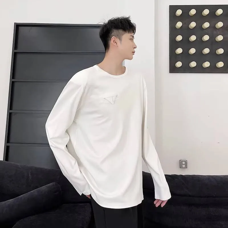 

Side Slit Shoulder Size Loose Spring Men's Large Padded Round Collar T-Shirt Fashion Korean Instagram Jacket