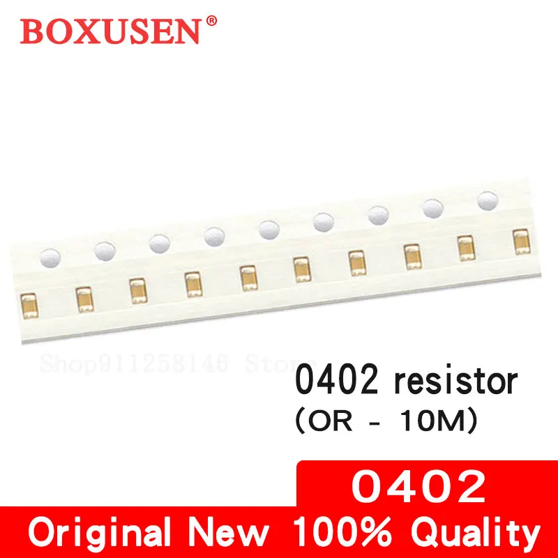 100Pcs 0402 SMD Chip Resistor 1% Tolerance 1/16W 0R~10M Ohm 0R 10R 150R 1K 4.7K 10K 1M 10M SMT Resistance Electronic Components