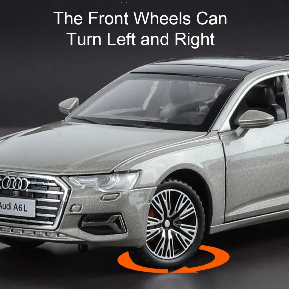 1:32 RS7 A6L Car Model Toy Alloy Diecast Doors Opened Sound Light Pull Back Vehicle Models Collection Toys Gifts for Children
