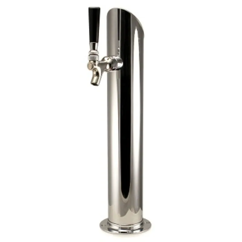 High-quality and well-polished silver single-hole beer tower with a dispenser