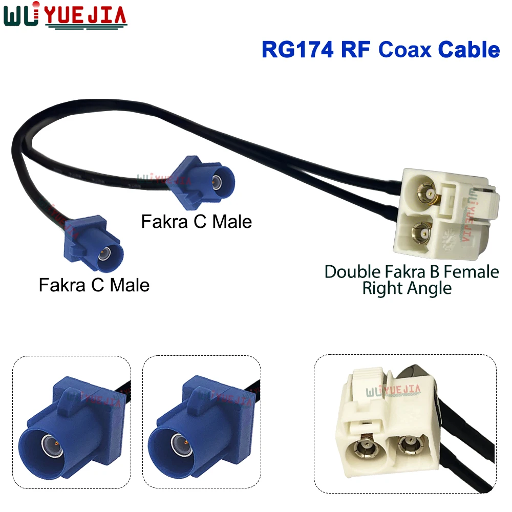 RG-174 توين فقرا بي أنثى 90 °   إلى فقرا C ذكر التوصيل + فقرا C أنثى جاك 50 أوم موصل RF اقناع تمديد كابلات البلوز ضفيرة