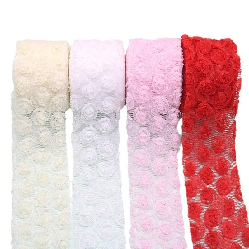 Mesh embroidery three-dimensional rose fabric DIY hair accessories, shoes and clothing accessories