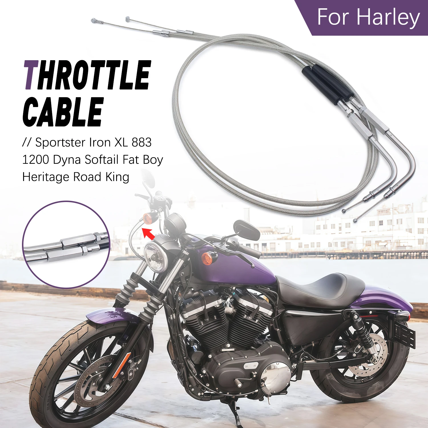 

Extend Throttle Cable For Harley Sportster 1200 Low Anniversary XL1200L Nightster XL1200N 883 Anniversary XLH883 Roadster XL883R