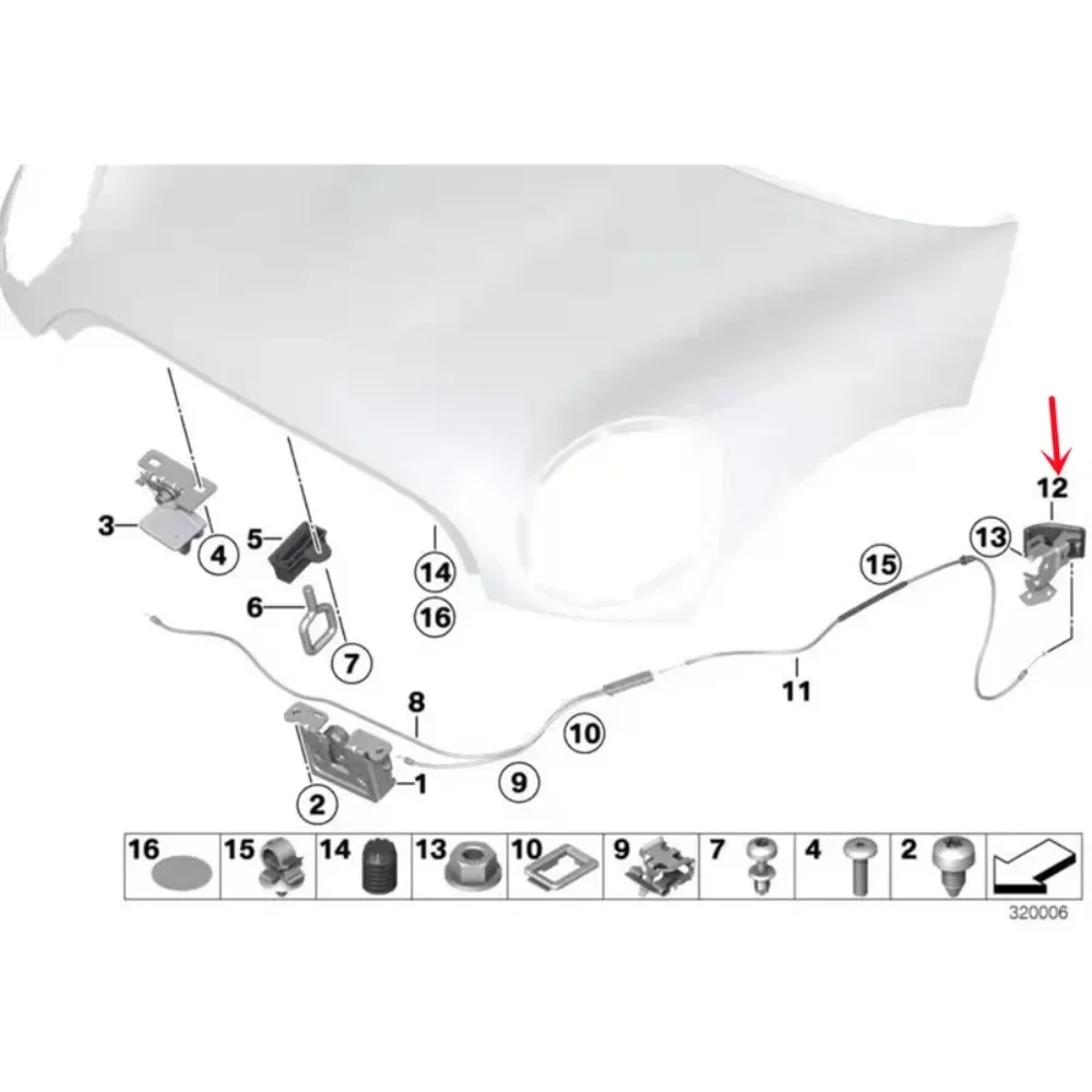 Front Hood Lock Latch Release Handle Lever For BMW Mini Cooper R56 R57 R58 R59 Roadster R60 Countryman R61 Paceman