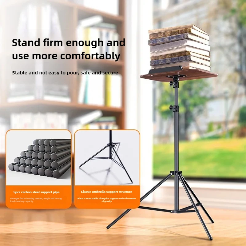 Floor Reading Stand with Telescopic Book Clip Adjustable Height Stand Books Sheet Music Laptop iPad Use Portable Document Holder