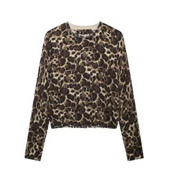 2024 ZAR4 summer new women's European and American style fashionable niche temperament animal print knit sweater