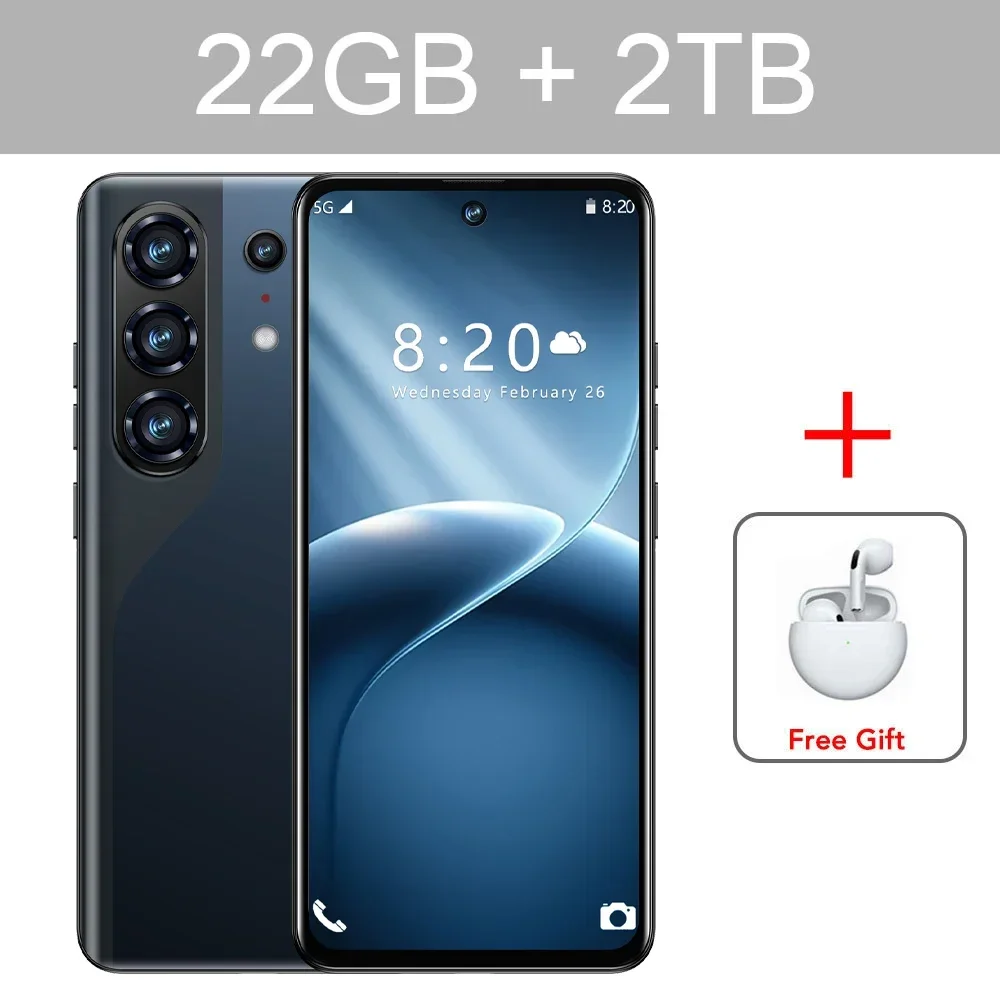 K-Touch New C26 Ultra Android 15 Mobile Phones 7.3 HD Cell Phone 22GB+2TB Smartphone 8000mAh Octa Core 5G Dual SIM 16+48MP Camera Cellphones