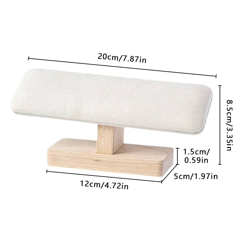 Solid Wood Jewelry Display Stand Organizer T-Shaped Suede Bracelet Watch etc.Storage Rack with Single-Layer Design for Tabletop