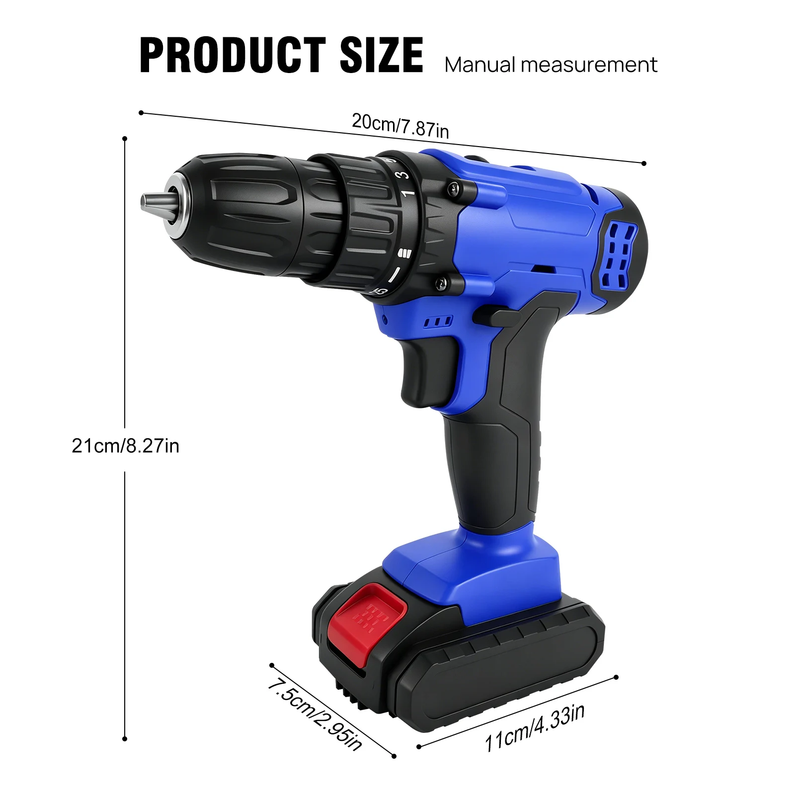 Taladro atornillador inalámbrico de 45 Nm con baterías de iones de litio de 1,5 Ah, 25+1 niveles de par, 2 velocidades, 26 accesorios