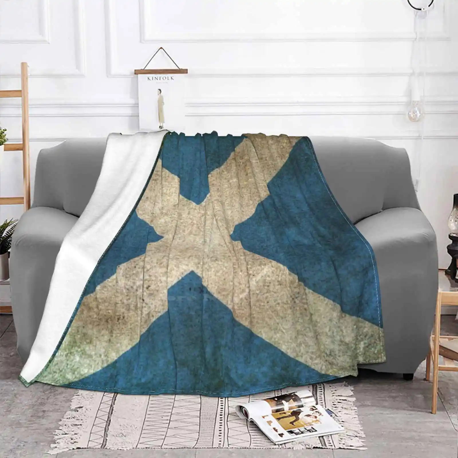 Old And Worn Distressed Vintage Flag Of Scotland Fashion Soft Warm Throw Blanket Vintage Scottish Flag Old Scottish Flag Aged