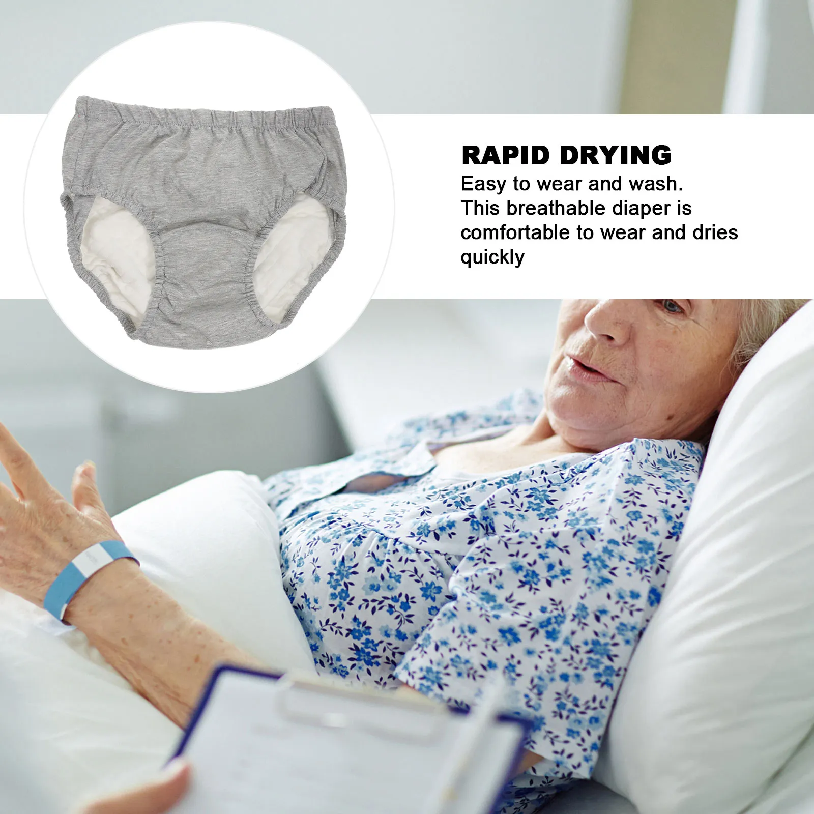 1Pcs Soft Skin Friendly Reusable Diaper for Elderly Adults Washable Incontinence Underwear Waterproof Breathable Overnight