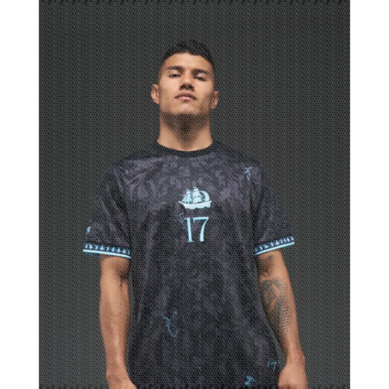 New Jersey, Sports Short Sleeved, Black Background Dark Pattern Sailboat No.17 Concept Football Jersey