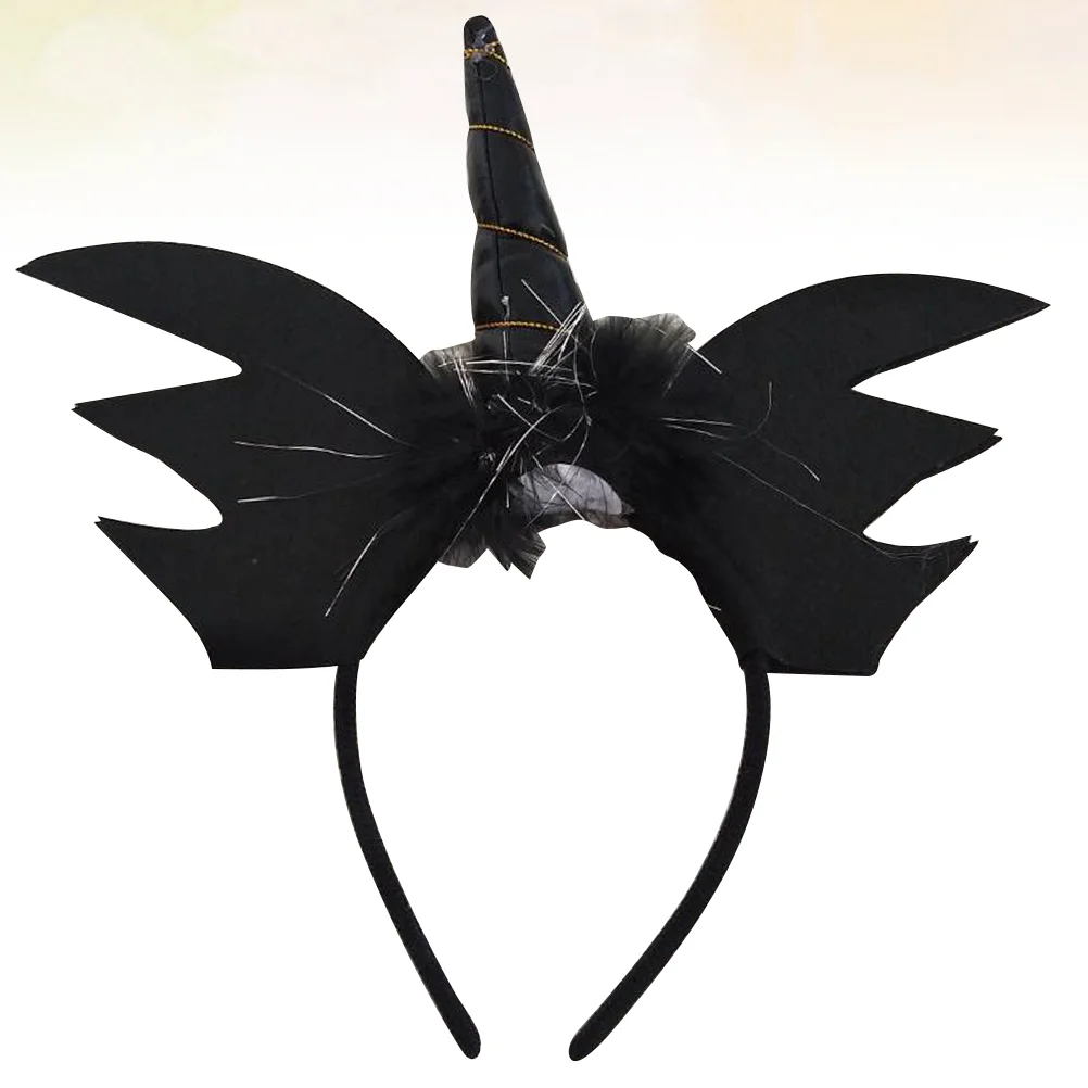 Halloween Bat Unicorn Hair Creative Hair Band Scary Costume Props Children Decoration Props (Black)