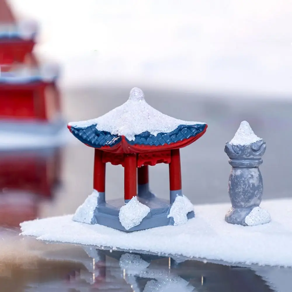 10pcs/set Chinese Style Retro Archway Bridge Snow Scenery Simulation Ancient Construct Layout Resin Lifelike