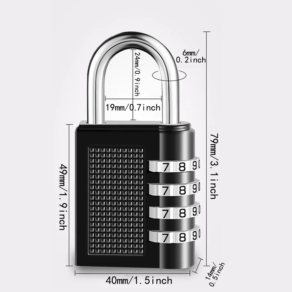 4 Digits Password Code Combination Padlock Zinc Alloy Suitcase For Luggage Travel Code Smart Lock Code Keyed Anti-thieft Lock