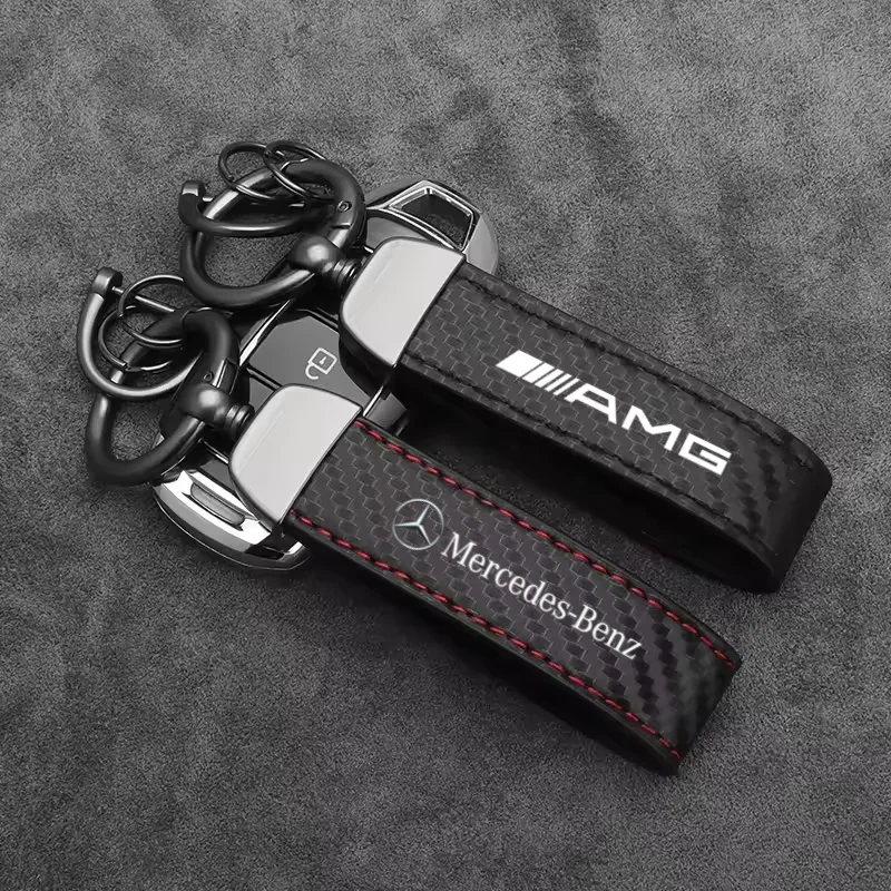 Leather Car Styling Badge Pendant 4s Shop Gifts Auto keychain For Mercedes Benz AMG A B C E S G Class W201 W210 W108 W205 W203