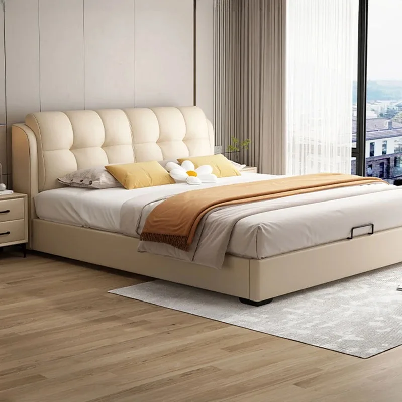 

Modern Luxury Adult Double Bed Organizer Platform Full Size Queen Bed Headboards Living Room Lit 2 Personnes Furniture Home