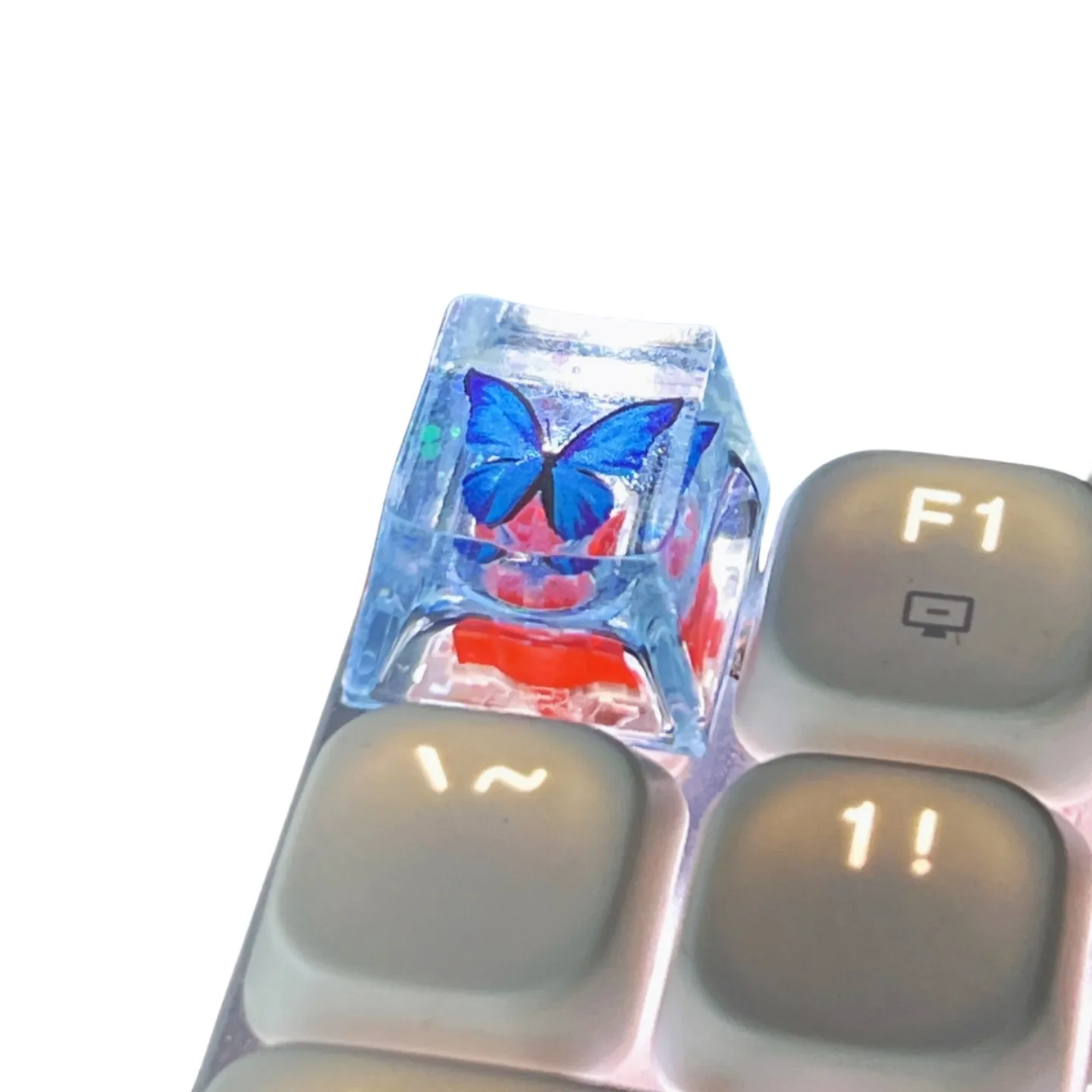 1Pcs New Best Selling Translucent Butterfly Keycaps Cross Axis Mechanical Keyboard Keycaps With Accessories