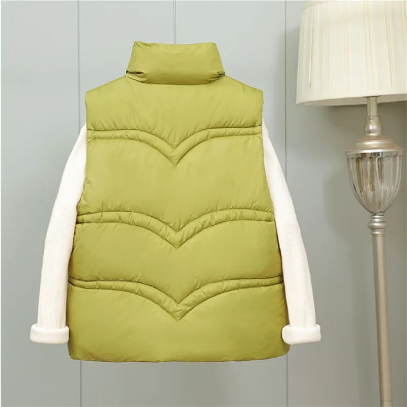 Outono inverno para baixo colete de algodão jaqueta feminina 2025new sleevele parkas gola colete casaco feminino senhoras topos