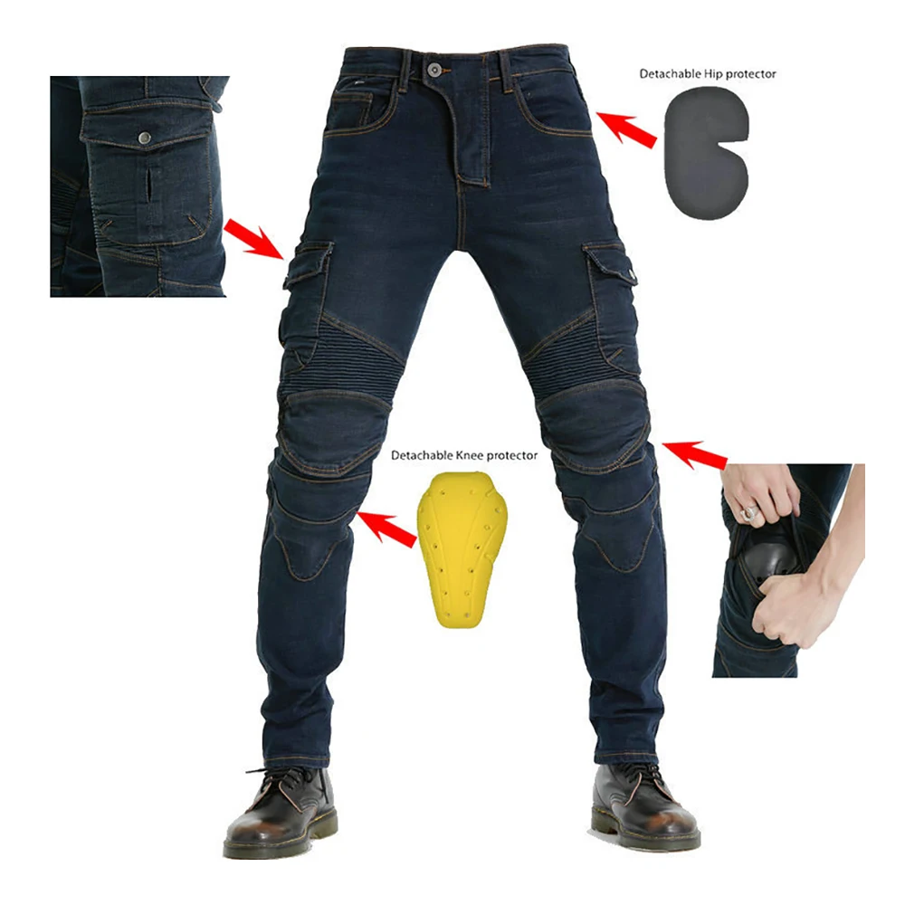 

Motorcycle Cowboy Pants Man's Moto Jeans Fall Prevention Riding Jean Motorcycle Equipment With CE Protective Gear 2XS-6XL Size