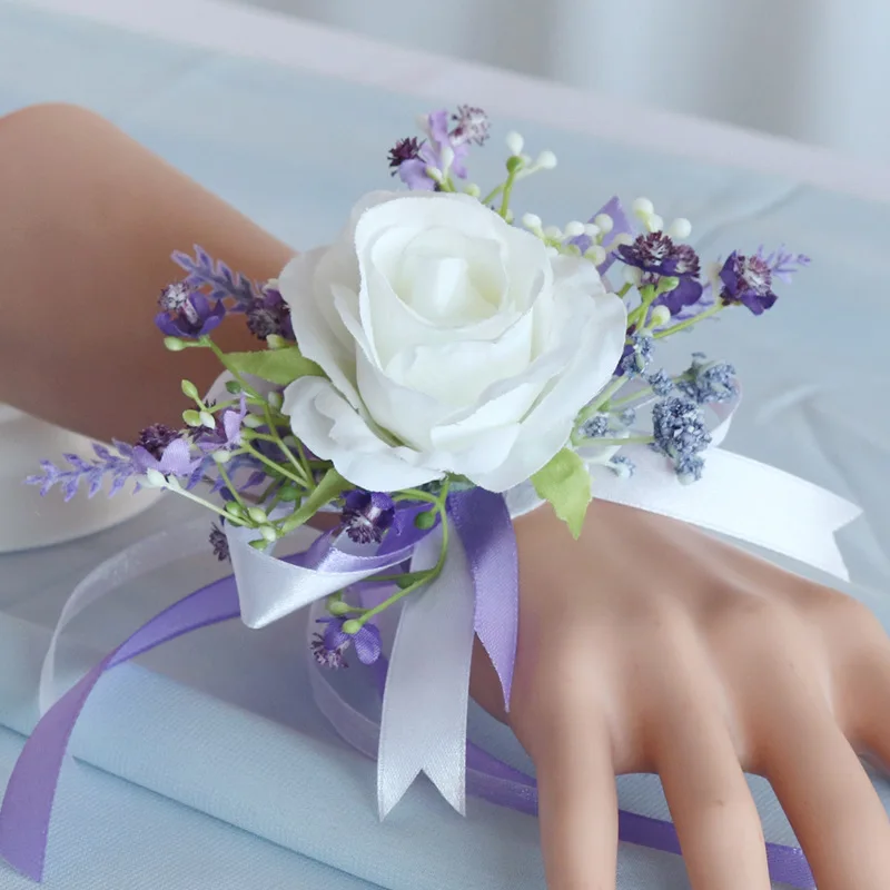 Boutonniere 및 손목 코사지 센 웨딩 신랑, 신부, 자매, 내실 그룹, 손님, 최고의 남자, 모조 꽃