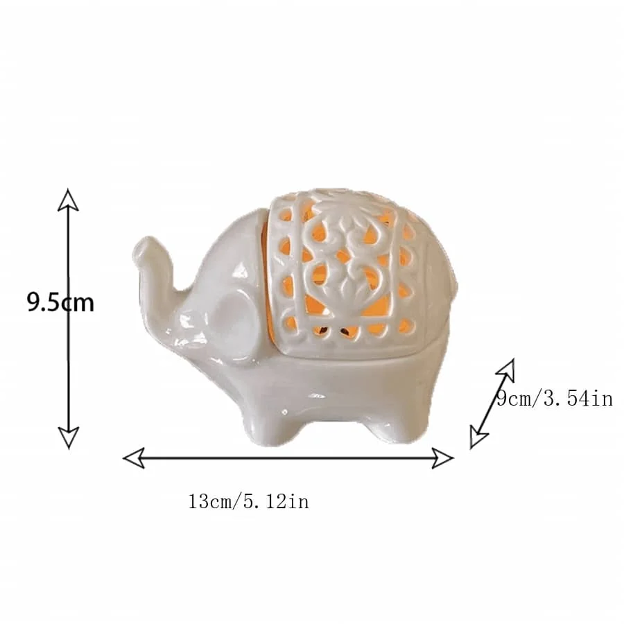 Cute Elephant Ceramic Aroma Burner Hollow Carved Essential Oil Wax Melt Warmer Tealight Candle Holder Home Decor - view 6