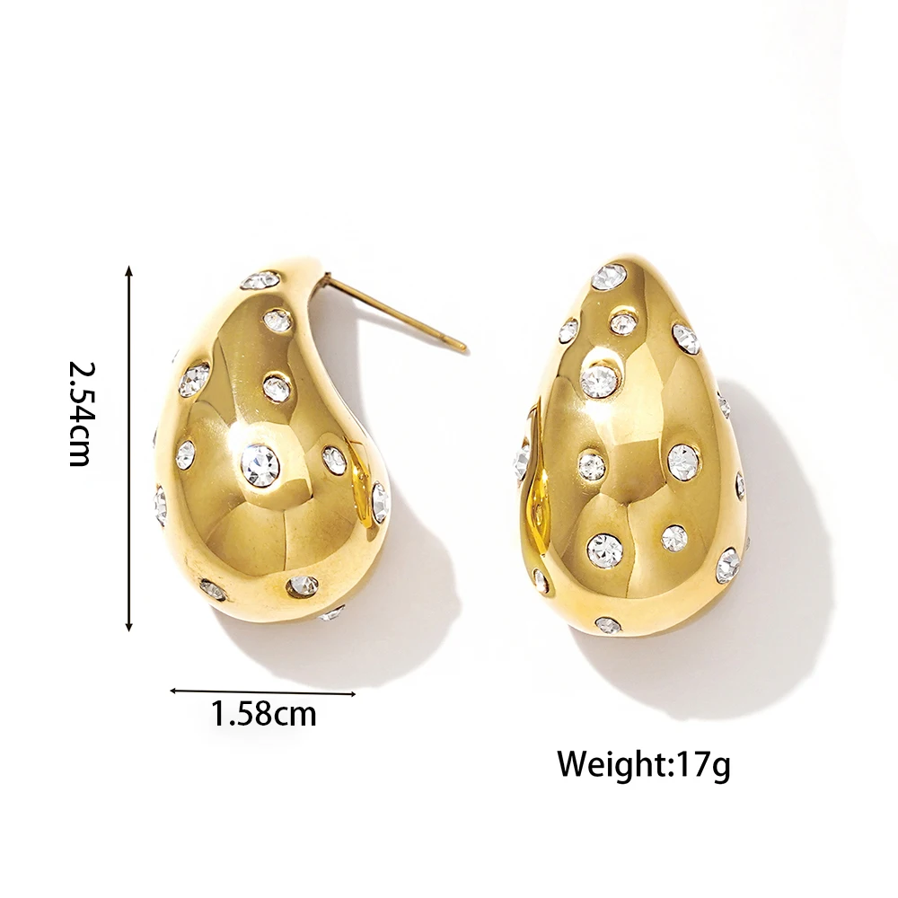 Stainless Steel Earrings Woman Fashion Simplicity Water Drop Eardrop 18k Gold-Plated Waterproof No Fading Earrings 2024 New