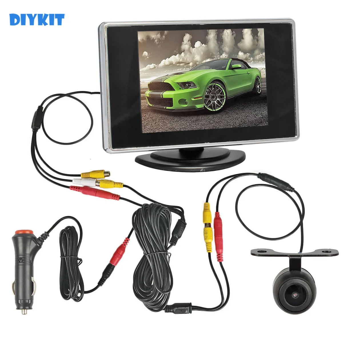 DIYKIT Wired 3.5 inch TFT LCD Car Monitor Rear View Camera Kit Reversing Camera Parking Assistance System Easy Connect