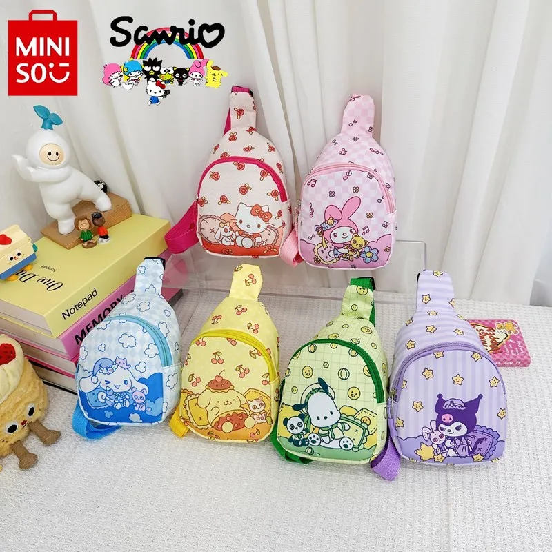 Sanrio-Bolso de pecho versátil para niños, riñonera de alta calidad, a la moda, con dibujos animados, de hombro, novedad de 2024