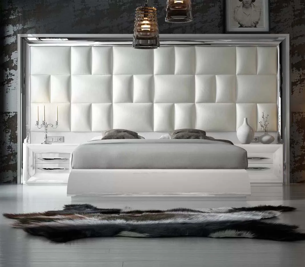 إطار سرير مزدوج فاخر من الجلد الناعم بتصميم عصري معاصر جديد مقاس كينج للغاية مع ضمان لمدة 3 سنوات