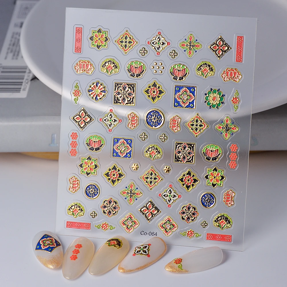 Laser Nail Sticker 3D Holographic Custom Pattern Nail Decals Self-adhesive Sliders For Nails CO-064