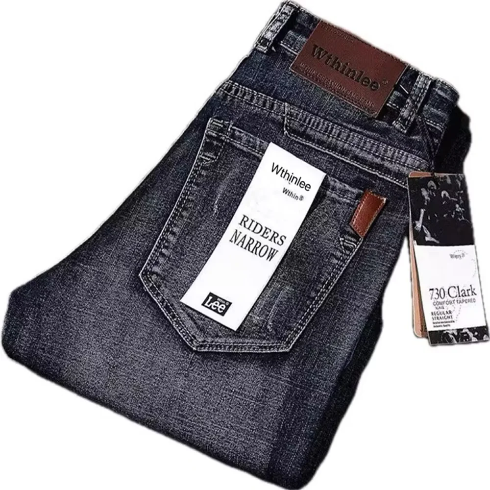 Jeans Casual da lavoro classici da uomo di alta qualità retrò Slim Stretch Jeans da uomo pantaloni in cotone ricamo Jeans Homme pantaloni in Denim