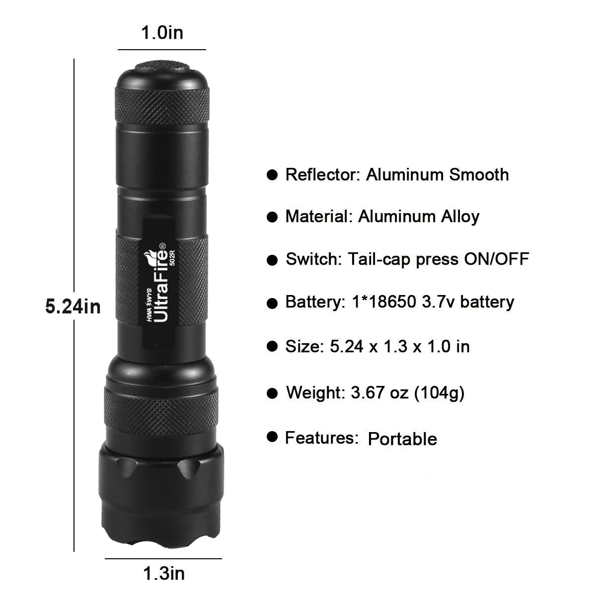 UltraFire 502R Zoom Red LED Flashlight Waterproof Red Light Indicator Zoomable Lantern Flashlight Outdoor Hunting Tactical Torch