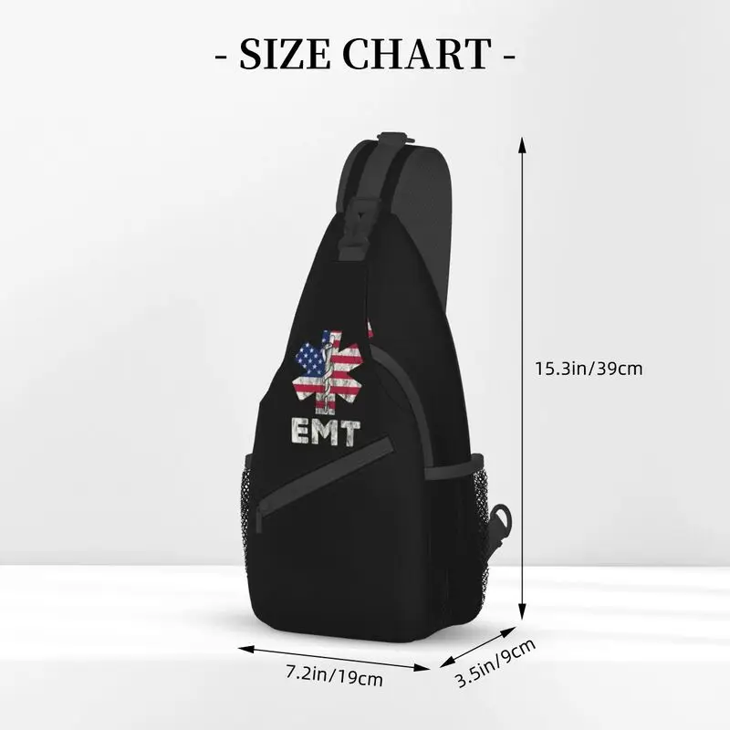 Personalizzato US Flag EMT Star Of Life Sling Bags uomo Fashion Shoulder Chest Crossbody zaino ciclismo campeggio Daypack