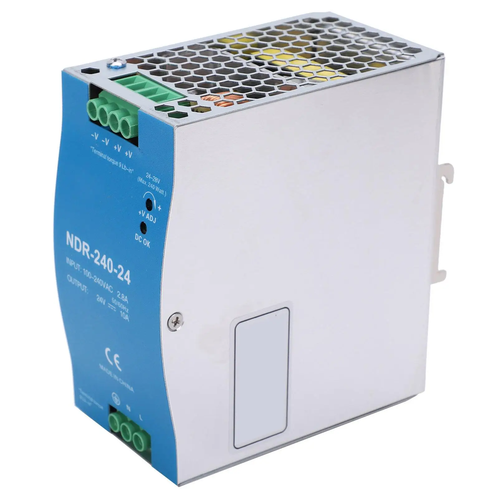 

Din Power Supply 240W 24V AC to DC Converter for PLC Drive Electric Cabinet Sensor NDR24024 100240VAC