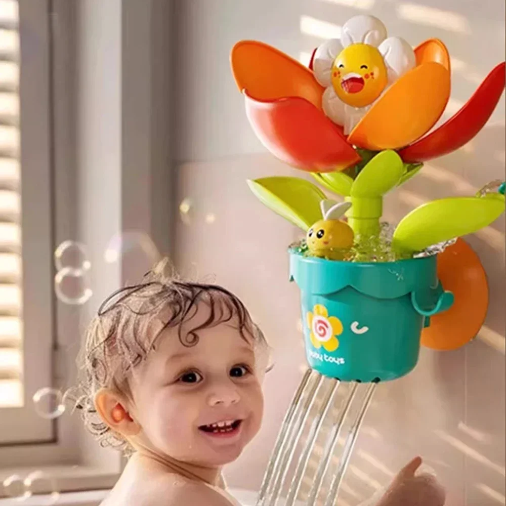 Divertido juego de agua para bebé, juguete de baño, girasol, ducha de baño, rociador de agua, juguete para bañera, rociador de agua divertido