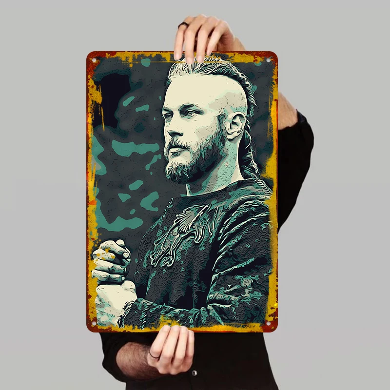 Nordic Style Viking Warrior Metal Iron Painting Retro Home Decorative Wall Hanging Art Decoration for Living Room Study
