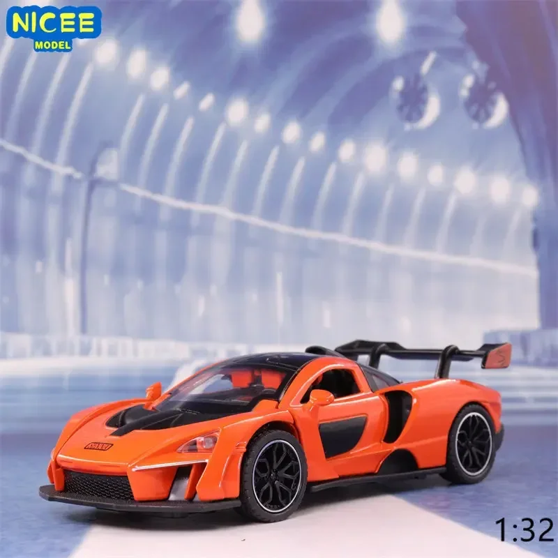 1:32 M C Senna DieCast Sports Car Model Toy Alloy Simulation Sound Light Pull Back Supercar Toys Vehicle For Gift