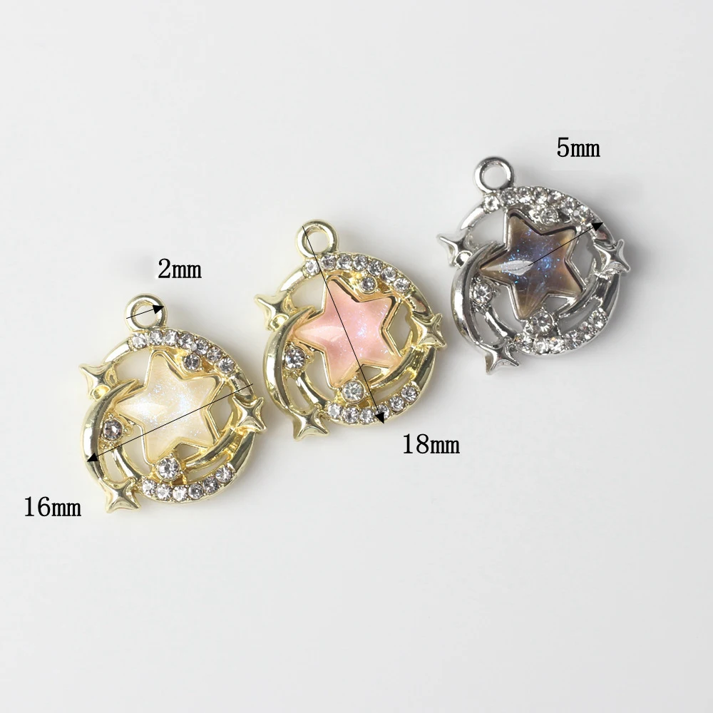 10pcs Alloy Inlay Star Pendant Earring Ornament Necklace Bracelet Jewelry Making DIY Handmade Accessories Supplies Craft Fashion