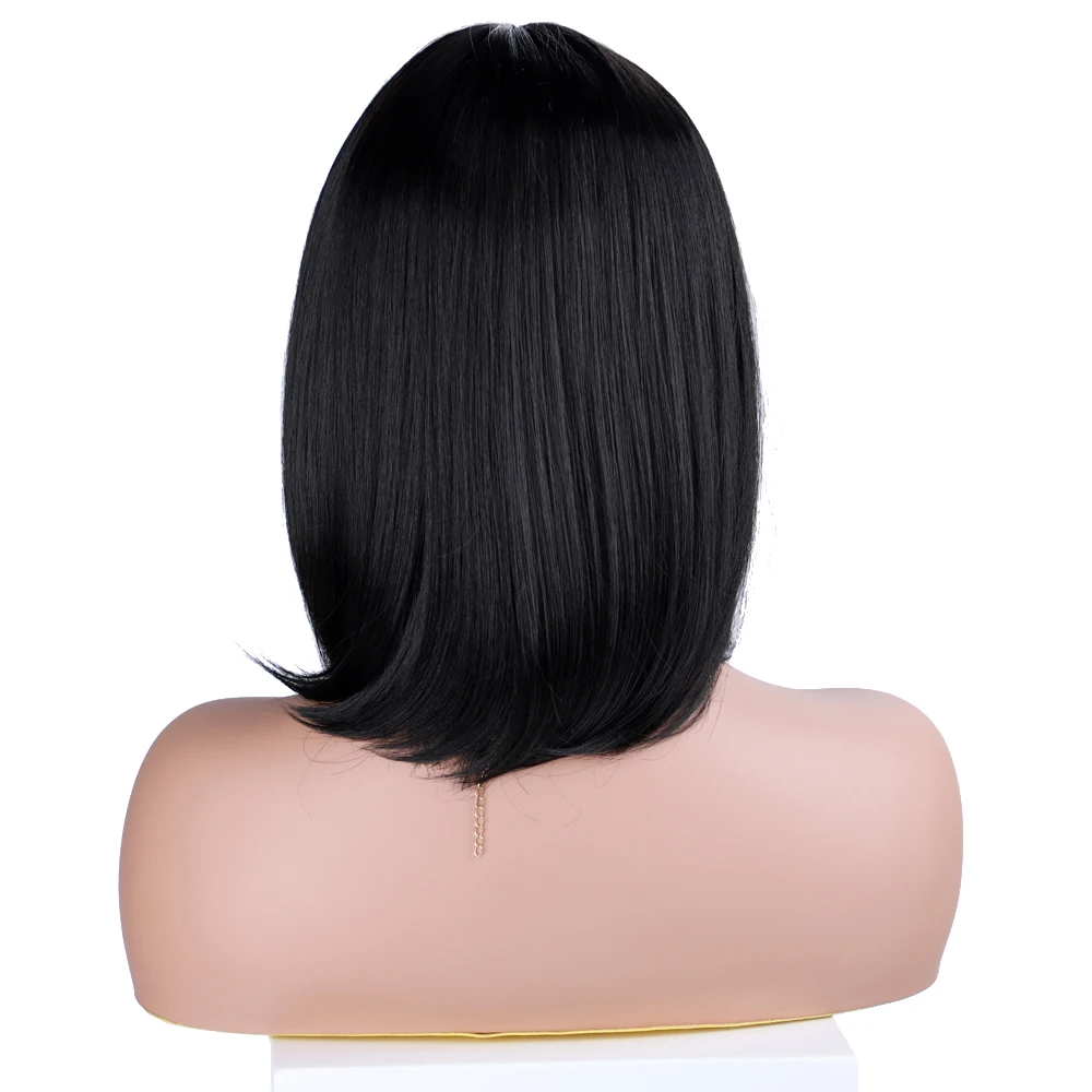 Straight Synthetic Wigs for Women Short BOB Synthetic Hair Wigs Middle Rubber Part Synthetic Wigs Black Straight Synthetic Hair