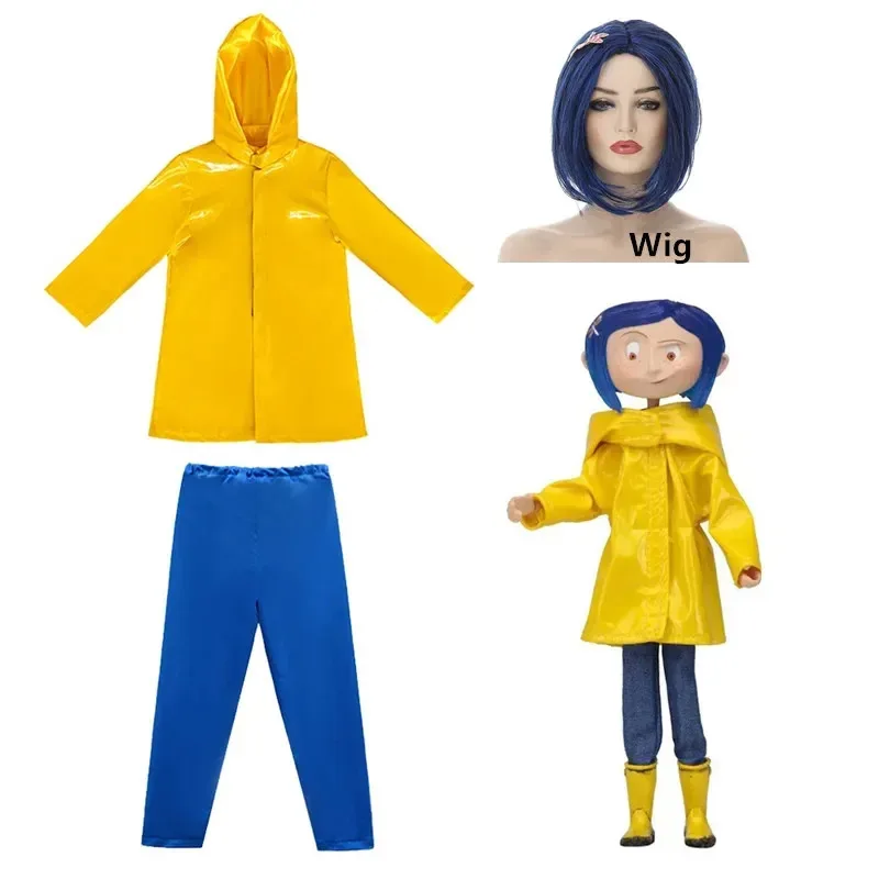 أزياء الهالوين التأثيرية للأطفال والبنات أزياء شبح الأم كارولين جونز التأثيرية ملابس حفلات الكرنفال فستان أنيمي للأطفال