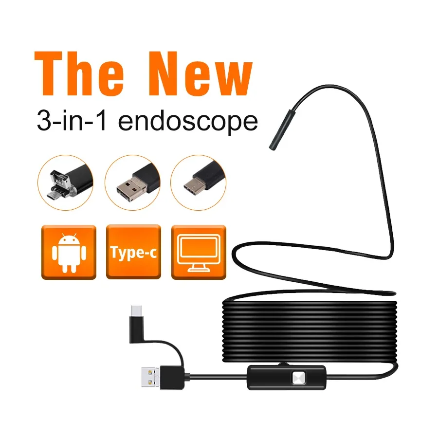 

3.9/5.5/7.0/8mm 1080P 3in1 Single Dual Lens Endoscopic Inspection Tool Camera Piping Endoscope For Android Mobile Smartphone Car