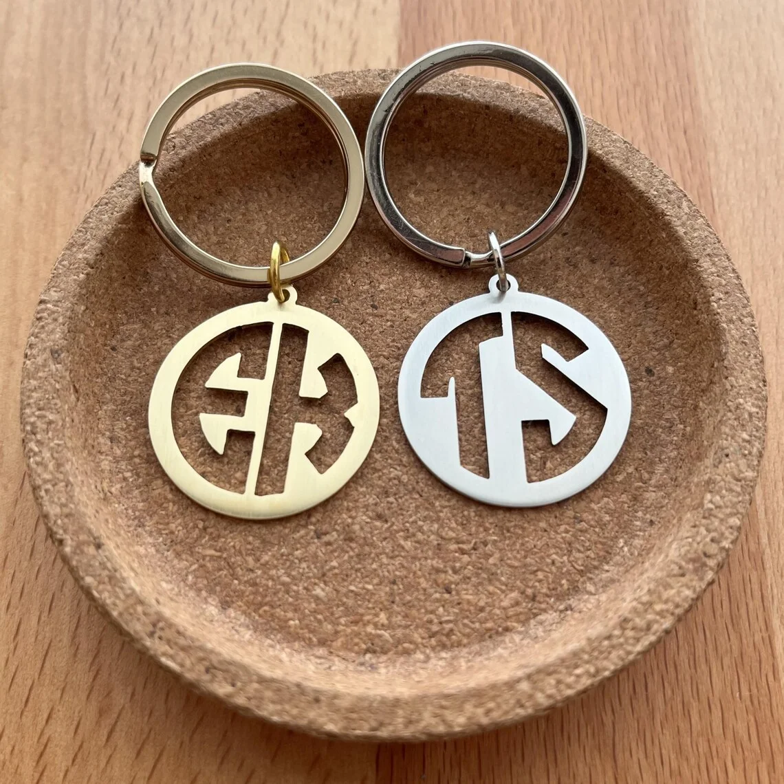 Personalized Monogram Keychain: Customized Initial Letter Keyring, Laser Cut Stainless Steel, Simple Name Keychain