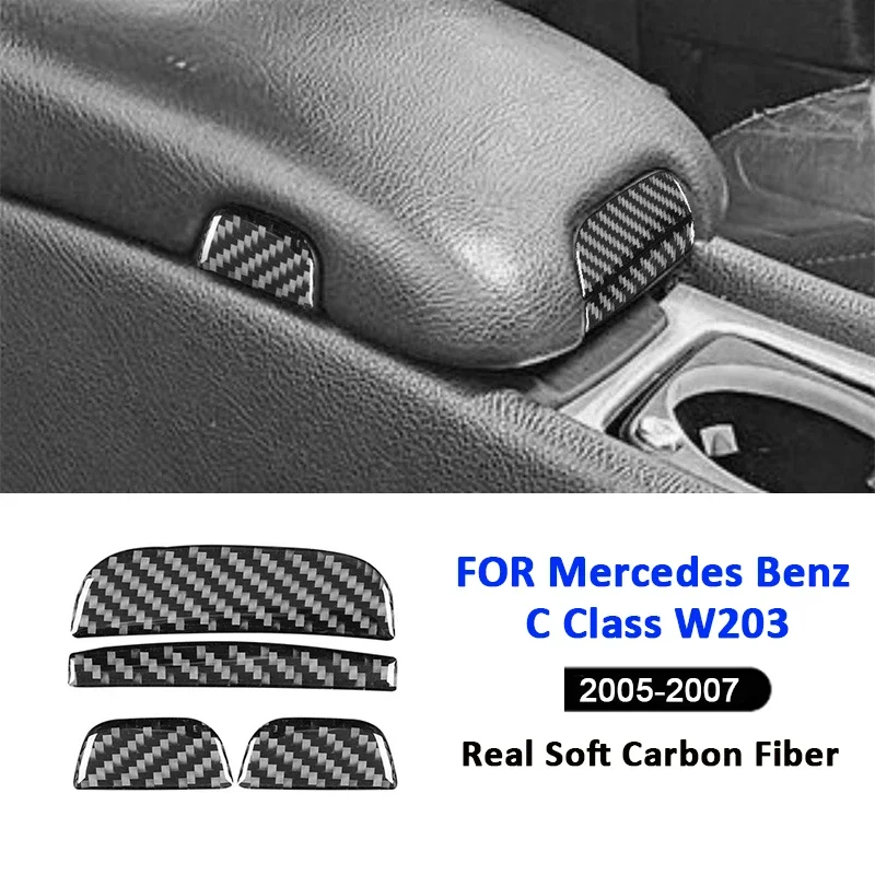 

Carbon Fiber Car Center Console Armrest Box Switch Buttons Handle Panel Trim Sticker For Mercedes Benz C Class W203 2005-2007