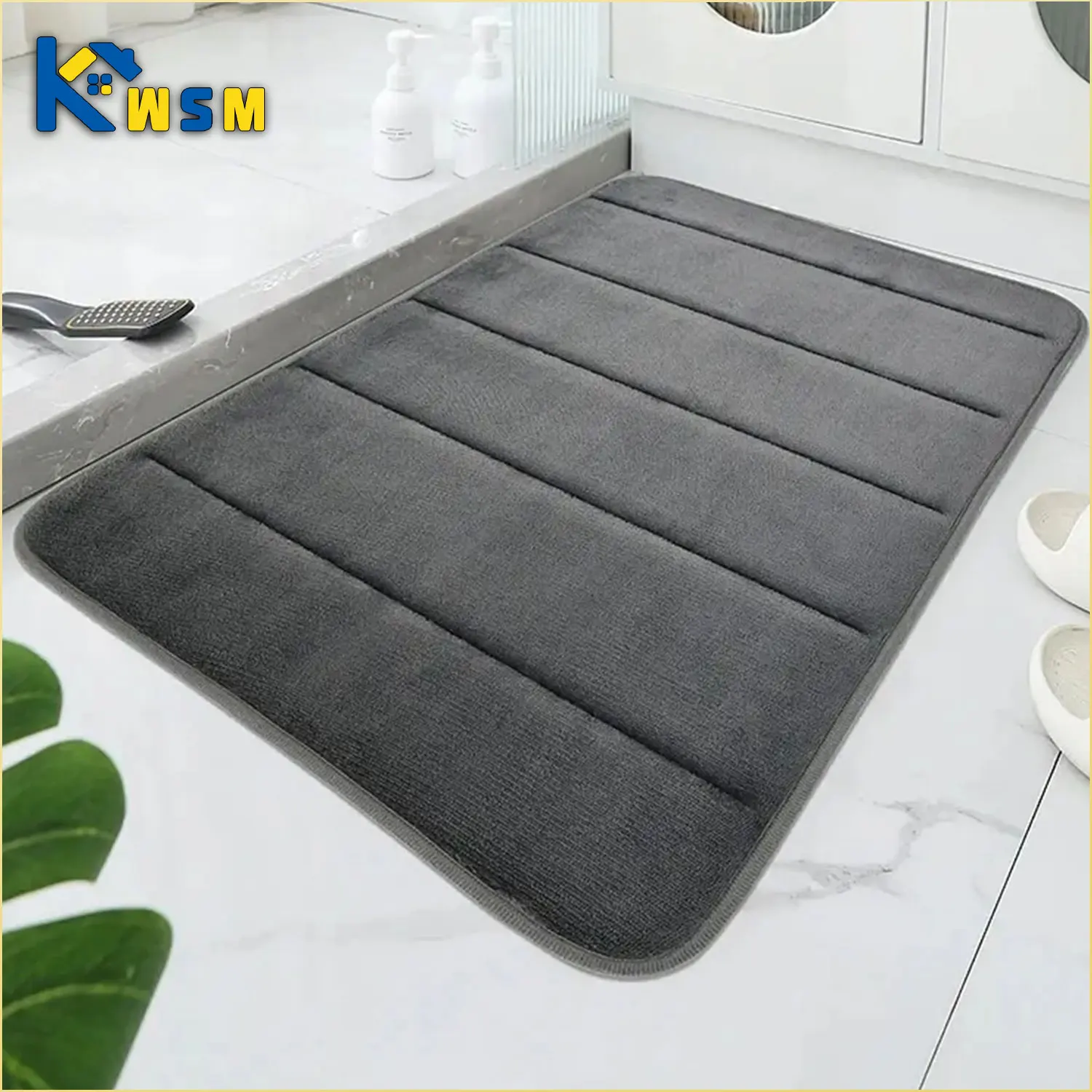 60*40cm Super Absorbent, Super Absorbent, Super Anti Slip Striped Coral Velvet Bathroom Floor Mat, Bathroom Mat, Door Mat